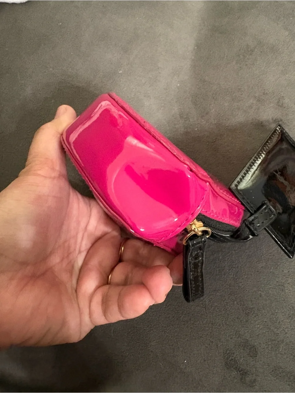 Yves Saint Laurent Hot Pink Patent Heart Coin Pouch